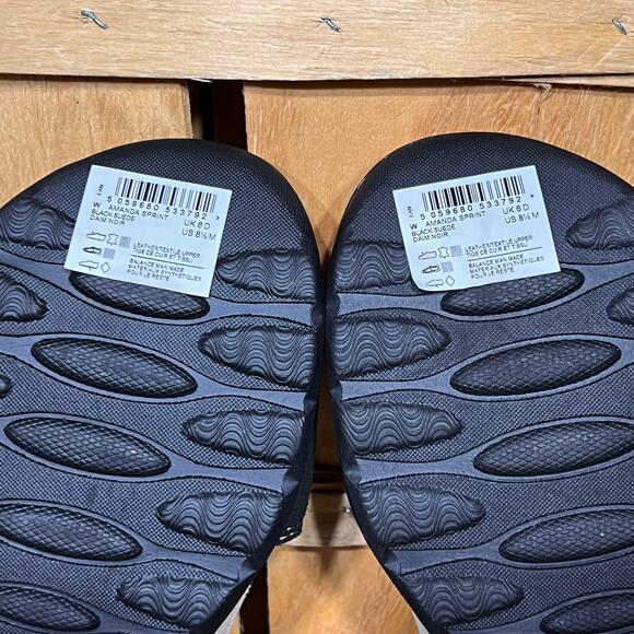 Clarks Amanda Sprint Black Suede Asbstract Textile Adjustable Sandals Womens 8.5 - Picture 11 of 12